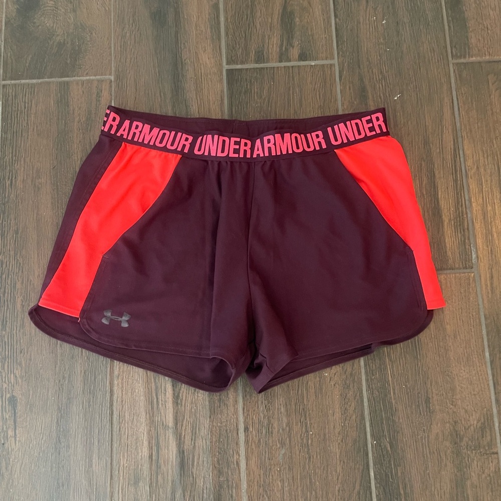 Under Armour Women's Red and Black Athletic Shorts